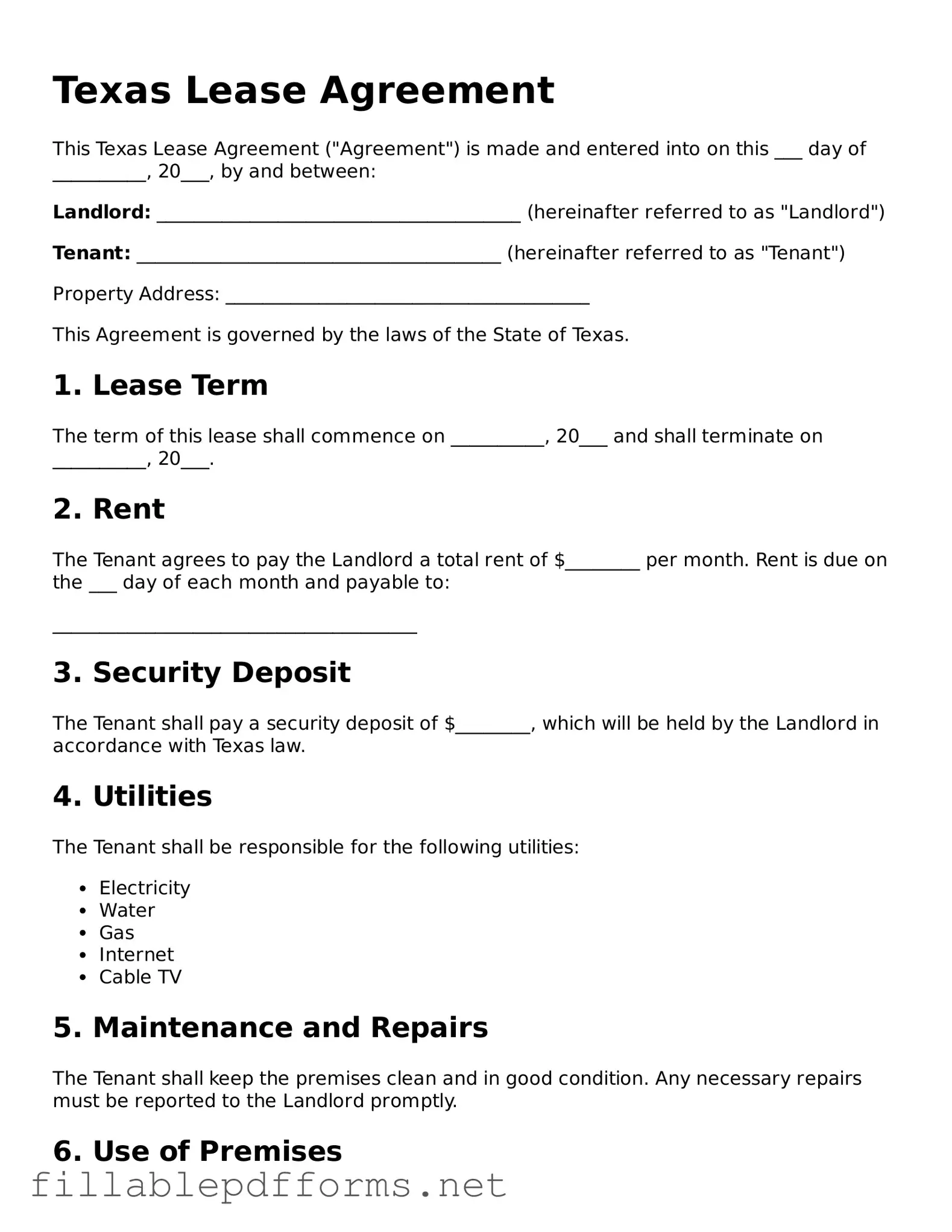 Attorney-Verified Lease Agreement Form for Texas State