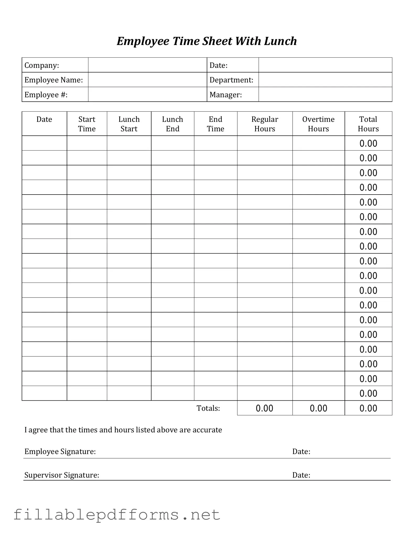 Time Card PDF Template
