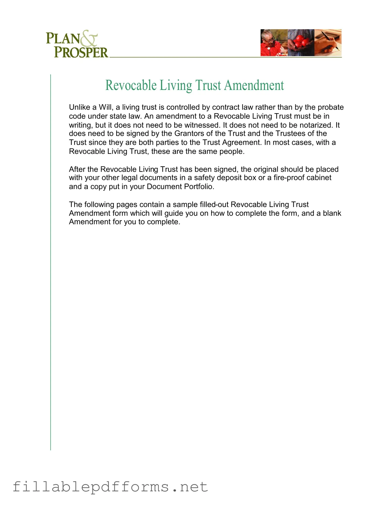 Trust Amendment PDF Template