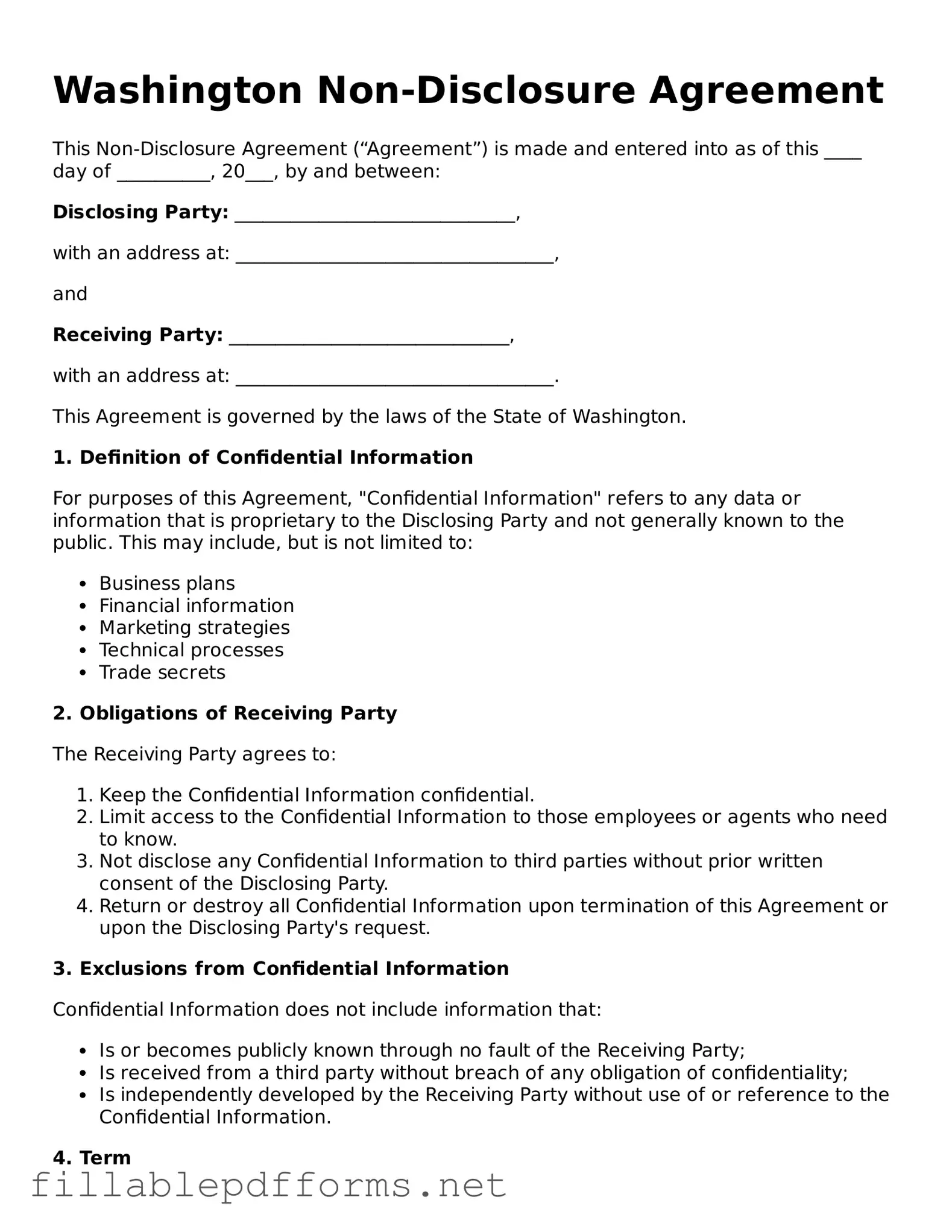 Attorney-Verified Non-disclosure Agreement Form for Washington State