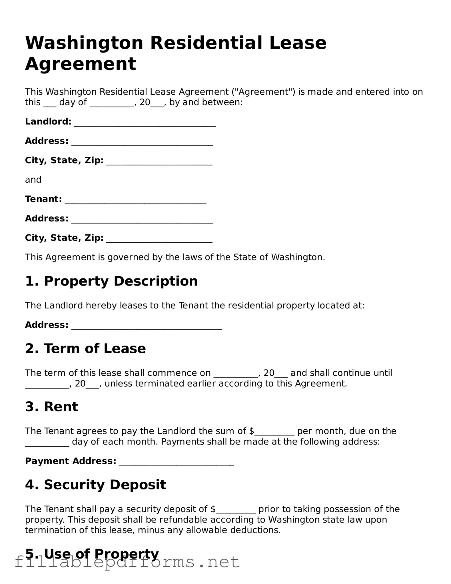Attorney-Verified Residential Lease Agreement Form for Washington State