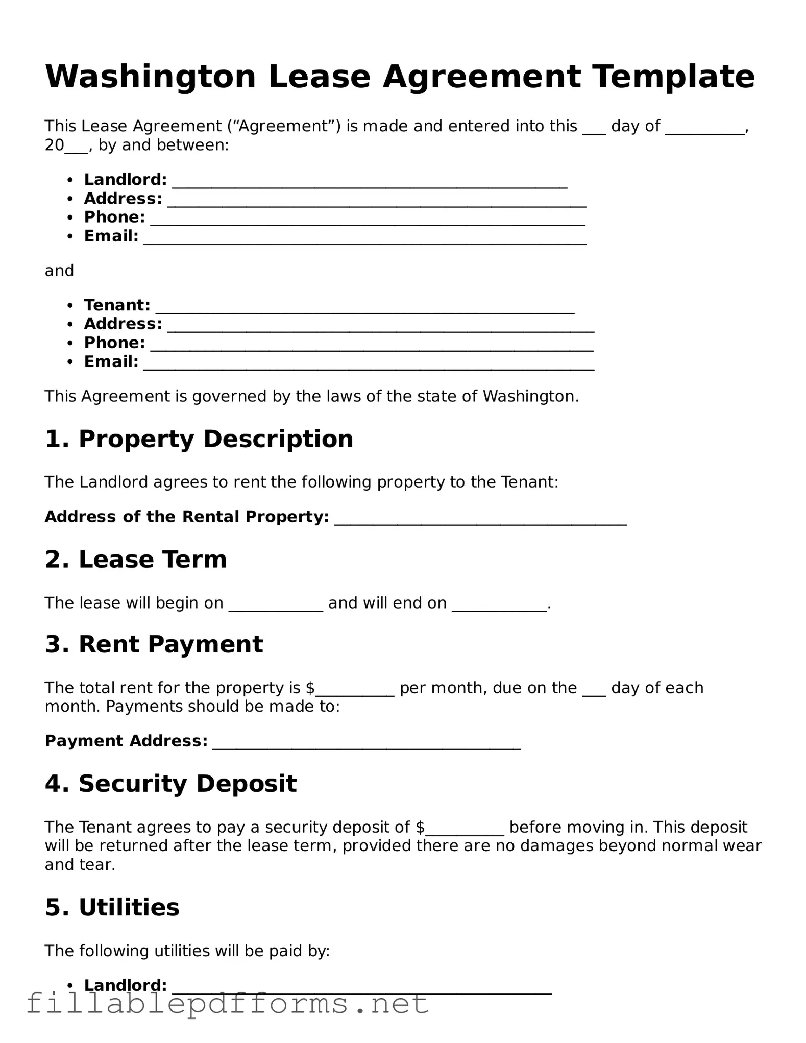 Attorney-Verified Lease Agreement Form for Washington State