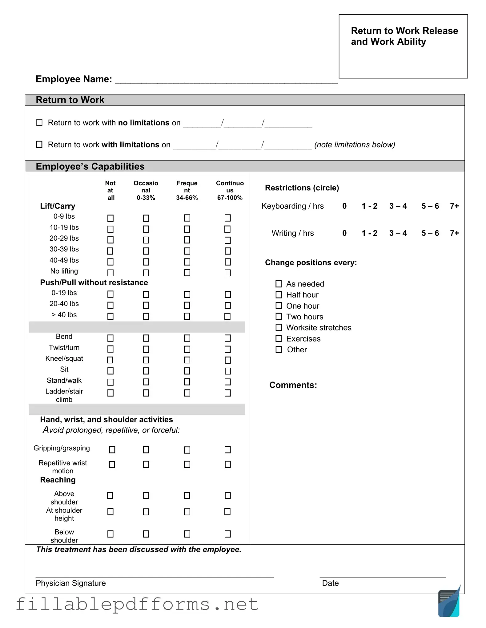 Work Release PDF Template